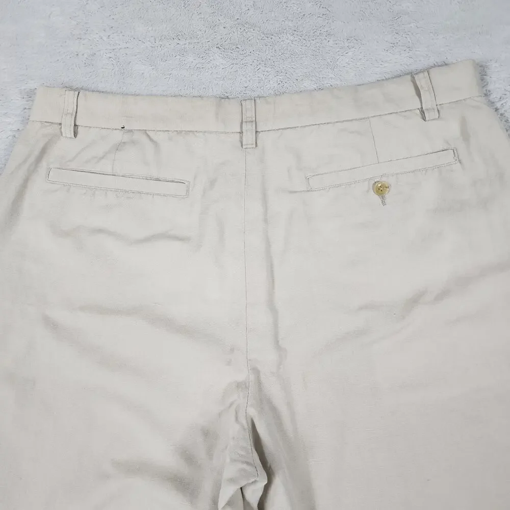 Banana Republic Gavin Chino Pants Mens 38x30 (Fit 38x29) Linen Blend Flat Beige